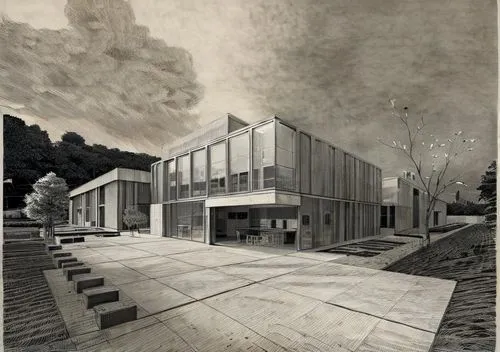 a Modern Building,house drawing,mid century house,matruschka,school design,archidaily,mid century modern,ludwig erhard haus,house hevelius,contemporary,c20,brutalist architecture,ruhl house,aqua studi