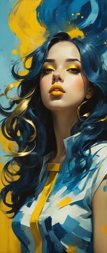 transistor,yellow and blue,sailing blue yellow,meticulous painting,world digital painting,digital painting,blue painting,yellow fish,painting work,the wind from the sea,underwater background,the sea maid,yellow background,fantasy portrait,painting technique,wind wave,siren,kelp,unfinished,merfolk