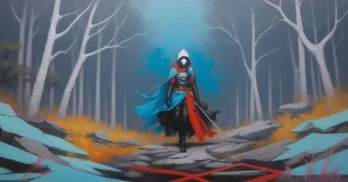 an image of a painting depicting a knight,darth talon,vayne,azula,hiromasa,songhai,pyre,jigoku,sorceress,seimei,tandava,mamozai,kurohime,hisako,auditore,hoketsu,izanami,necromancer,yuzhin,shikigami,ku