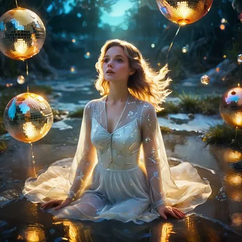 galadriel,cinderella,glinda,enchanted,fairy lights,enchanting,Illustration,Realistic Fantasy,Realistic Fantasy 38