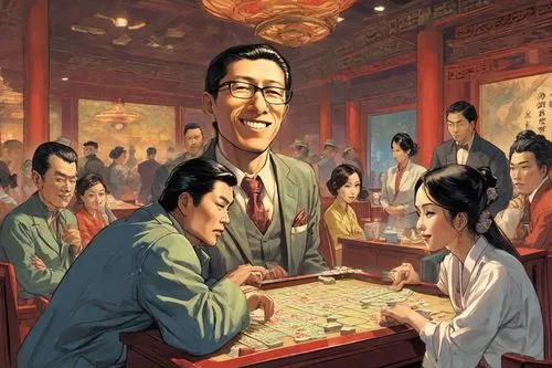 mahjong,game illustration,board game,poker,yuan,guilinggao,gambler,gamble,china cny,china cracker,han bok,dongfang meiren,xiangwei,pyongyang,tabletop game,dai pai dong,chinese background,feng shui,luo han guo,card table,Digital Art,Comic