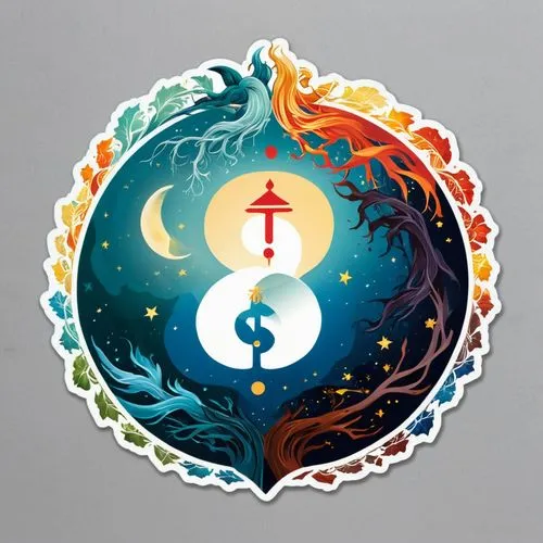 mantra om,dharma wheel,prosperity and abundance,earth chakra,aquarius,esoteric symbol,Unique,Design,Sticker