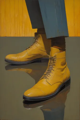 rubber boots,nicholas boots,steel-toed boots,cowboy boot,shoeshine boy,oil on canvas,shoemaker,dancing shoes,steel-toe boot,yellow mustard,straw shoes,walking boots,boot,dress shoe,oil painting on canvas,dress shoes,holding shoes,yellow line,yellow brown,shoes icon,Conceptual Art,Oil color,Oil Color 16