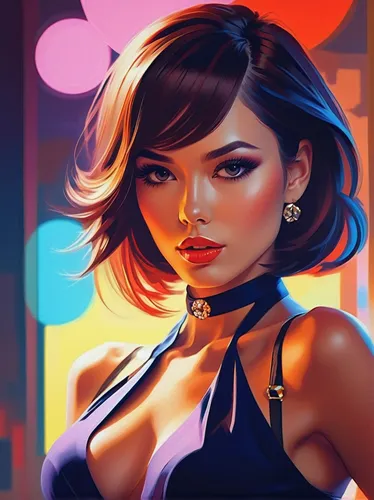 femme fatale,vector illustration,world digital painting,game illustration,portrait background,digital painting,fantasy portrait,retro girl,custom portrait,transistor,vector art,retro woman,fashion vector,rosa ' amber cover,colorful background,girl portrait,vector girl,digital art,rockabella,romantic portrait,Conceptual Art,Fantasy,Fantasy 19