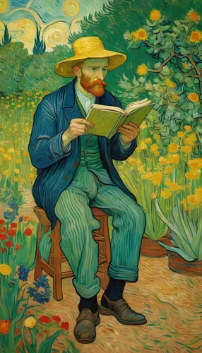 vincent van gough,vincent van gogh,man with a computer,work in the garden,reading magnifying glass,post impressionism,meticulous painting,child with a book,agriculture,post impressionist,gardener,painting technique,people reading newspaper,italian painter,botanical frame,pesticide,lecture,winemaker,picking vegetables in early spring,man on a bench,Art,Artistic Painting,Artistic Painting 03