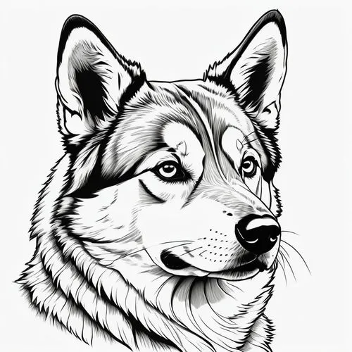 dog illustration,dog line art,telegram icon,malamute,welsh cardigan corgi,siberian husky,Illustration,Black and White,Black and White 17