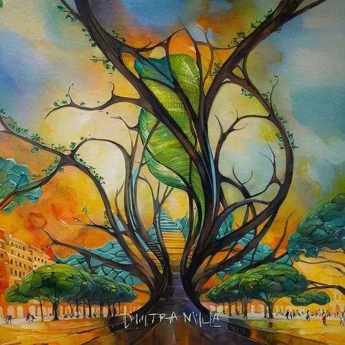 watercolor tree,colorful tree of life,painted tree,celtic tree,orange tree,tangerine tree,tree of life,flourishing tree,bodhi tree,fig tree,jaggery tree,trumpet tree,tropical tree,the branches of the 