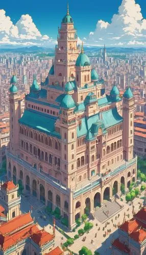 europe palace,city palace,grand master's palace,people's palace,beautiful buildings,violet evergarden,ancient city,studio ghibli,fantasy city,tsumugi kotobuki k-on,dresden,shanghai disney,grand hotel,osaka station,palace,new castle,tokyo station,metropolis,capitol,valerian,Illustration,Japanese style,Japanese Style 03