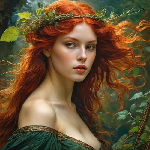 faery,seelie,faerie,dryad,rousse,redheads,dryads,fantasy portrait,persephone,fantasy art,jingna,fairie,naiad,demelza,titania,maenads,behenna,rusalka,maedhros,mystical portrait of a girl,Conceptual Art,Fantasy,Fantasy 05