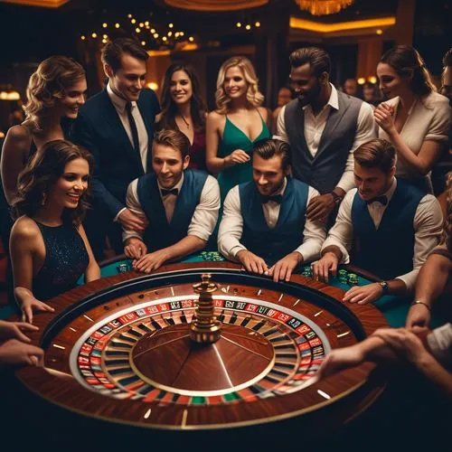 group playing roulette,roulette,prize wheel,poker table,las vegas entertainer,slot machines,coffee wheel,card table,gnome and roulette table,indoor games and sports,gamble,poker chips,tokens,blackjack