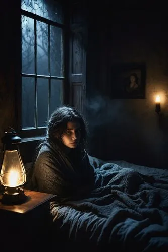 cold room,penumbra,night watch,a dark room,hooded man,warm and cozy,night scene,old woman,sci fiction illustration,world digital painting,night administrator,photo manipulation,night image,et,scared woman,digital compositing,cloak,girl in bed,hibernation,woman on bed,Art,Classical Oil Painting,Classical Oil Painting 35