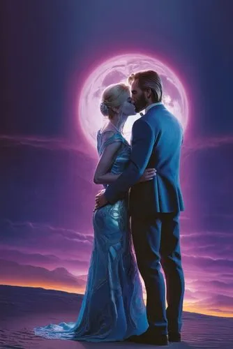 a poster of a man and a woman facing each other,struzan,giacchino,skywalkers,tangled,zemeckis,thg,Illustration,American Style,American Style 01