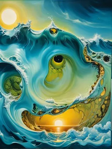 yinyang,surrealism,crocodile eye,el salvador dali,acid lake,dali,fractals art,psychedelic art,the eyes of god,water waves,cosmic eye,solar plexus chakra,mirror of souls,underwater landscape,sea snake,sea god,sea landscape,flotsam and jetsam,fluid,serpent