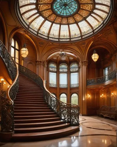 staircase,foyer,entrance hall,outside staircase,ornate,escalera,staircases,cochere,escaleras,emporium,winners stairs,grandeur,stairway,winding staircase,stair,victorian,stairs,rotunda,palladianism,rotundas,Illustration,Retro,Retro 20