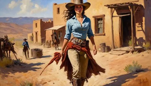 western,woman walking,cowgirls,western riding,woman holding gun,wild west,southwestern,girl walking away,cowgirl,american frontier,pilgrim,pueblo,woman of straw,woman shopping,cheyenne,anasazi,the hat-female,girl with gun,travel woman,desert,Conceptual Art,Oil color,Oil Color 22