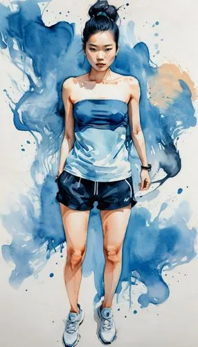 blue painting,female runner,thighpaulsandra,muscle woman,rajawongse,pandelela,watercolor blue,wetpaint,xiaoxi,world digital painting,asian woman,vitiligo,overpainting,strongwoman,xiaofei,cyanamid,strong woman,susanto,bjork,racewalker,Photography,Fashion Photography,Fashion Photography 07