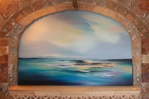 
,sea landscape,seascape,landscape with sea,window with sea view,glass painting,paintings,coastal landscape,church painting,ocean background,beach restaurant,salt bar,interior decor,oil on canvas,el m