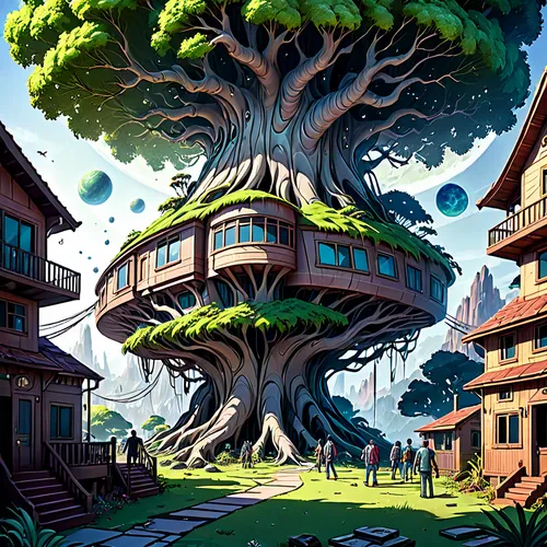 tree house,treehouse,tree house hotel,bonsai,tree mushroom,cartoon forest,the japanese tree,tree of life,fig tree,magic tree,dragon tree,flourishing tree,rosewood tree,bonsai tree,strange tree,aurora village,a tree,bodhi tree,bigtree,sacred fig,Anime,Anime,General