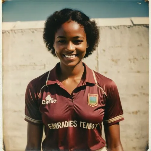 The captain of the West Indies women's cricket team, smile, cricket kit.,tirunesh,windies,grenadians,ethiopian girl,grenadian,grenadines,windwards,dibaba,west indies,shoala,comorian,ramnarine,carifta,