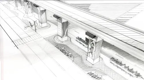 sketchup,subway station,revit,skytrains,renderings,unbuilt,Design Sketch,Design Sketch,Pencil Line Art