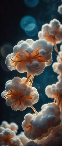 A jiggly stringy sticky mushy and juicy sugar cloud,underwater landscape,mushroom landscape,water lilies,sea jellies,soft coral,cloud mushroom,jellyfishes,coral fungus,underwater background,chrysanthe