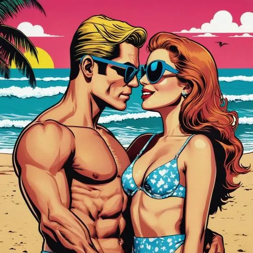 liefeld,cool pop art,supercouple,palmiotti,valentine day's pin up,pop art style,Illustration,American Style,American Style 10