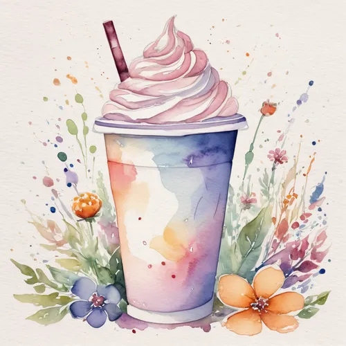 watercolor tea,milkshake,watercolor floral background,ice cap,watercolor cocktails,milk shake,knickerbocker glory,watercolor macaroon,watercolor background,coffee watercolor,milkshakes,coffee tea illustration,berry shake,halo-halo,floral digital background,watercolor fruit,colorful drinks,ice cream sodas,slurpee,frozen drink,Illustration,Paper based,Paper Based 25