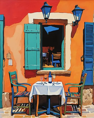 sicilian cuisine,puglia,bistro,mediterranean,bistrot,sicily window,apulia,a restaurant,mediterranean cuisine,tuscan,provencal life,greek food,positano,italian painter,woman at cafe,greece,mediterranean food,lefkada,grand bleu de gascogne,aegean,Conceptual Art,Oil color,Oil Color 25