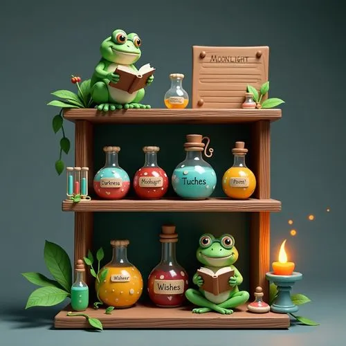 jazz frog garden ornament,perfume bottles,potions,kawaii frogs,perfumery,frog background