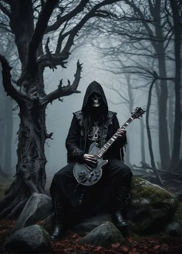 blackmetal,grimm reaper,dance of death,carpathian,itinerant musician,grim reaper,dark gothic mood,death god,hooded man,archimandrite,reaper,gothic portrait,guitarist,gothic woman,musician,luthier,burial ground,shamanic,hieromonk,guitar player,Photography,Fashion Photography,Fashion Photography 18