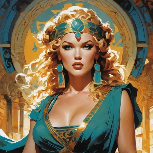 cleopatra,aphrodite,fantasy woman,sorceress,fantasy portrait,fantasy art,priestess,athena,medusa,celtic queen,cybele,zodiac sign libra,golden wreath,goddess of justice,venus,fantasy picture,fantasia,celtic woman,neoclassic,elsa,Conceptual Art,Oil color,Oil Color 07