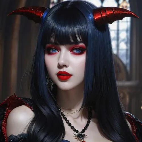 vampire lady,devil,vampire woman,gothic fashion,gothic portrait,vampire,gothic woman,psychic vampire,gothic style,queen of hearts,gothic,red eyes,evil fairy,dark gothic mood,realdoll,dark angel,female doll,goth woman,yulan magnolia,evil woman,Conceptual Art,Fantasy,Fantasy 11