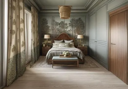 wallcovering,chambre,fromental,gournay,zoffany,rovere,bedchamber,wallcoverings,gustavian,marazzi,danish room,limewood,wall plaster,donghia,guest room,sleeping room,enfilade,claridge,decoratifs,ceramiche,Interior Design,Bedroom,Tradition,Mediterranean Comfort