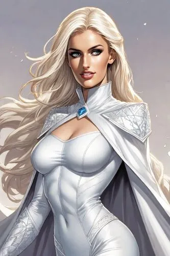 white rose snow queen,fantasy woman,the snow queen,silver,heroic fantasy,goddess of justice,ice queen,suit of the snow maiden,elsa,silver surfer,silvery,super heroine,white lady,whitey,samara,white bird,white nougat,sci fiction illustration,head woman,ice princess,Digital Art,Comic