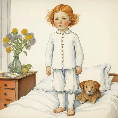 bedroom eyes,kate greenaway,heatherley,boy and dog,swedish artist carl larsson,lion children,the little girl's room,bedwetting,cloves schwindl inge,knud,girl with dog,little boy and girl,pageboy,child