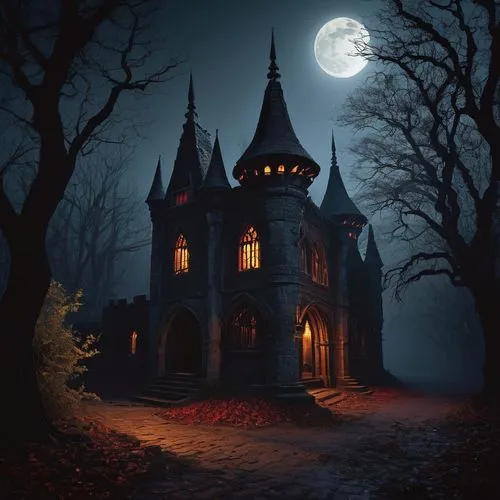 witch's house,witch house,the haunted house,haunted house,haunted castle,haunted cathedral,ghost castle,halloween background,fairy tale castle,ravenloft,creepy house,gothic style,fairytale castle,halloween scene,gothic,hauntings,house in the forest,dark gothic mood,halloween illustration,hallows,Art,Artistic Painting,Artistic Painting 08