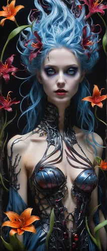 bodypainting,faery,faerie,body painting,the enchantress,merfolk,blue enchantress,bodypaint,medusa,fantasy art,passionflower,elven flower,dryad,mermaid background,blue passion flower butterflies,fantasy woman,flower fairy,fairy peacock,mermaid,widow flower