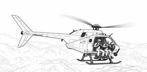 a helicopter flying over mountains and mountains with an adult inside,heli,gyroplane,copterline,helicoptering,rotorcraft,airbus helicopters,Design Sketch,Design Sketch,Detailed Outline