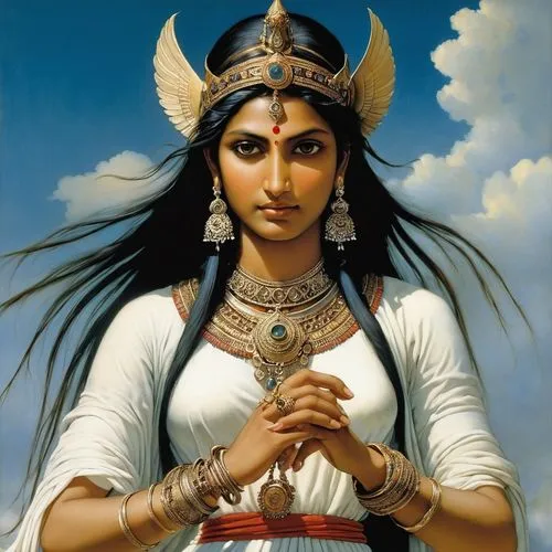 durga,mahiwal,shakuntala,indian woman,vishwamitra,vimalamitra,Illustration,Realistic Fantasy,Realistic Fantasy 14