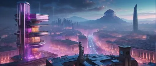 citadels,fantasy city,theed,coruscant,ancient city,temporum,cityscape,futuristic landscape,cybercity,metropolis,reichstadt,cybertown,naboo,fantasy landscape,sci fiction illustration,dreamfall,forteresse,skylands,pink city,mysterium,Conceptual Art,Fantasy,Fantasy 23