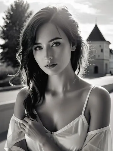 Shooting with Ana. Ana is very photogenic and the most beautiful girl in Erfurt, state capital of Thuringia.,black and white pograph of woman in off shoulder top,tamannaah,tamanna,teodorescu,romantic 