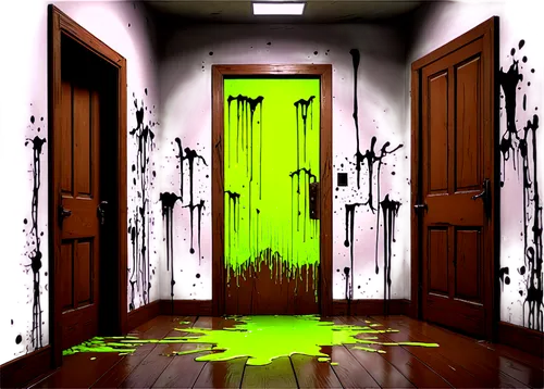 creepy doorway,abandoned room,room door,vnaf,corridors,sanitorium,hallway,door,spatter,radioactive leak,the door,sanitarium,naugahyde,infection,goo,metallic door,scaretta,ectoplasm,orrorin,splatter,Conceptual Art,Graffiti Art,Graffiti Art 08