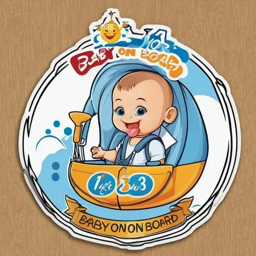 baby on board,an oval sign for a baby's first birthday with a cartoon boy inside of it,lakorn,bayombong,chonburi,osayomi,gachapon,rayong,Unique,Design,Sticker