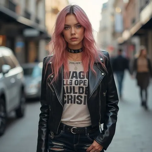 pink hair,punk,hedvig,punkish,girl in t-shirt,shavelson,Photography,General,Realistic