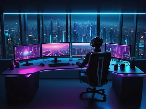 cybercity,cyberpunk,computer room,cyberport,cyberview,cybertown,cyberscene,cyberia,cyberpatrol,cyberworld,cybertrader,futuristic,desk,the server room,modern office,megacorporation,cityscape,futuristic landscape,cyberian,synth,Illustration,Abstract Fantasy,Abstract Fantasy 04