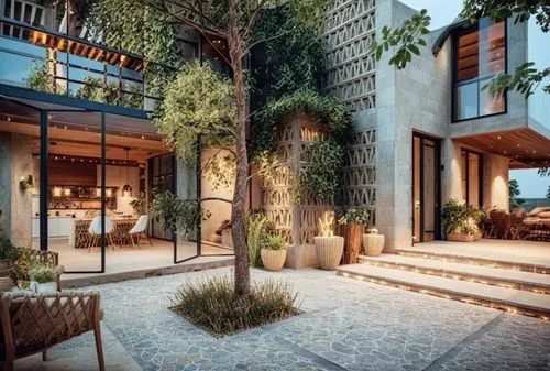 a stone patio and patio leading up to the back of an apartment,garden design sydney,landscape design sydney,marrakech,patios,mahdavi,amanresorts,fresnaye,contemporary,landscape designers sydney,courty