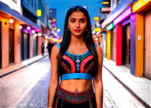 indian girl,inka,bollywood,indian woman,colorful background,indian girl boy,indian,background colorful,neon body painting,kamini,vibrant color,women's clothing,east indian,colorful city,women clothes,mexican mix,mexican,pocahontas,mexican culture,peruvian women,Conceptual Art,Sci-Fi,Sci-Fi 26