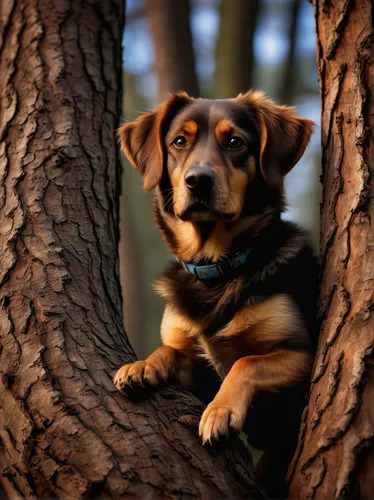 brown short coated dog on brown tree trunk,australian cattle dog,black and tan terrier,red heeler,dog-photography,dog photography,entlebucher mountain dog,mountain cur,lancashire heeler,mixed breed do