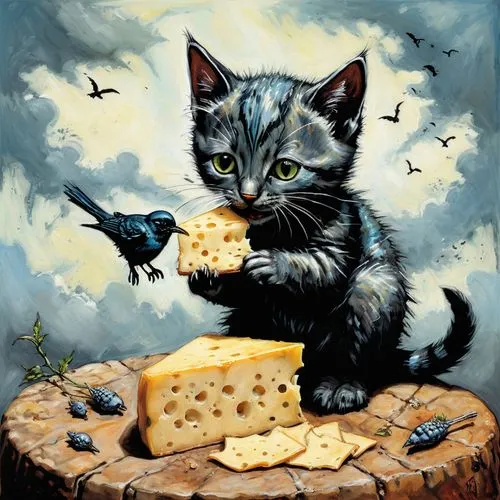 catano,stilton,rarebit,fromage,biscotti,kittelsen,Illustration,Realistic Fantasy,Realistic Fantasy 33