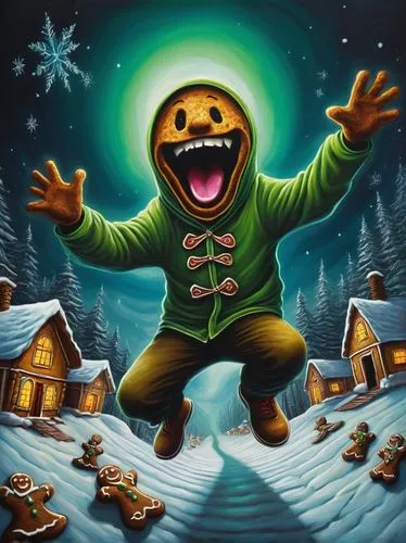 gingerbread boy,chrismukkah,gingerbread man,lechuck,moroz,elisen gingerbread,Illustration,Realistic Fantasy,Realistic Fantasy 34